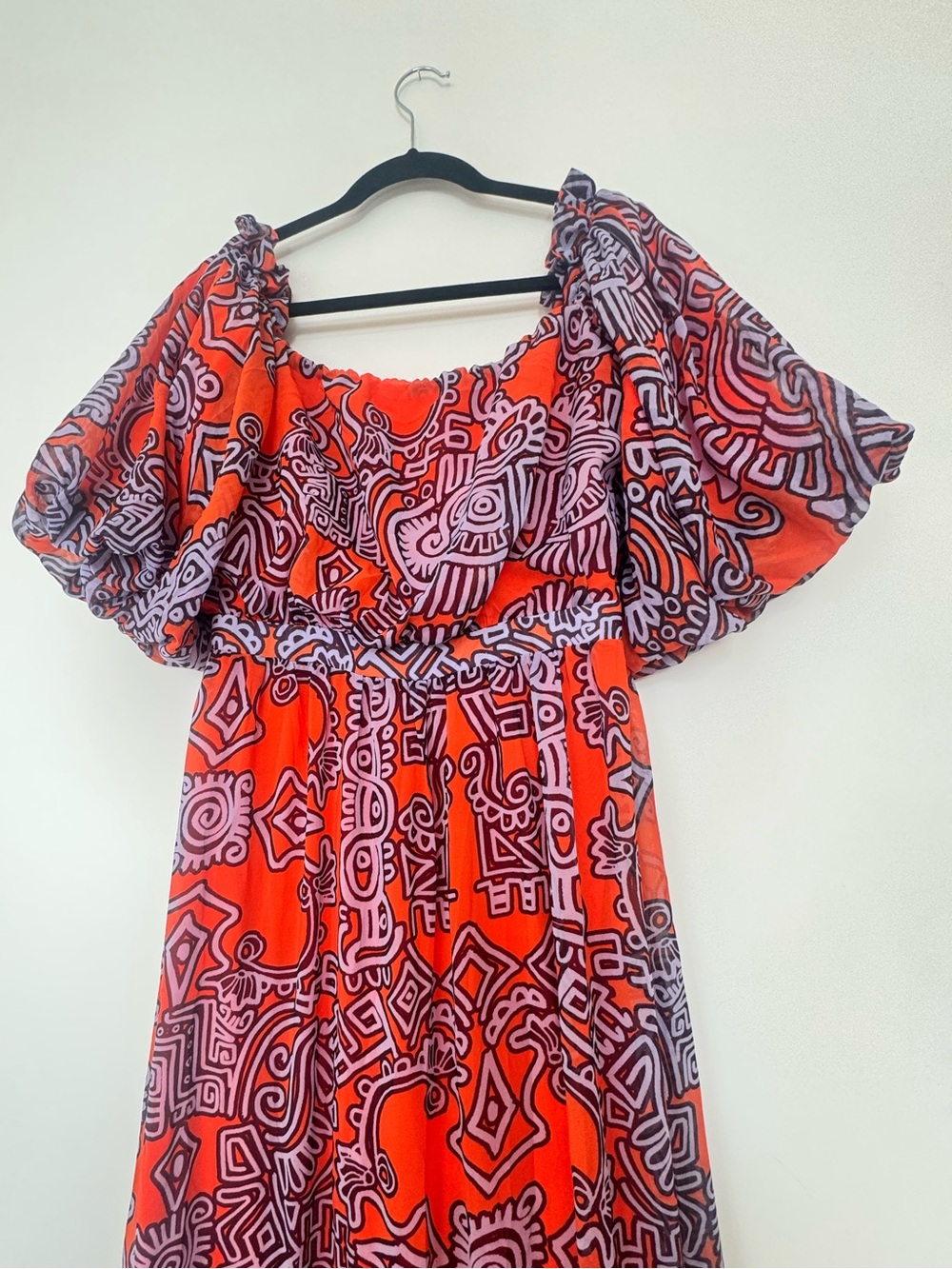Andres otalora TIKUNA OFF-THE-SHOULDER CHIFFON MAXI DRESS IN PRINT NWT Size M - Picture 11 of 16